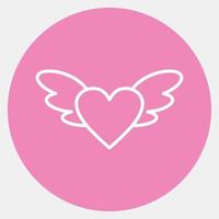 Icon heart with wings. Valentine day celebration elements. Icons in pink style. Good for prints, posters, logo, party decoration, greeting card, etc. vector