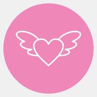 corazón de icono con alas. elementos de celebración del día de san valentín. iconos en estilo rosa. bueno para impresiones, carteles, logotipos, decoración de fiestas, tarjetas de felicitación, etc. vector