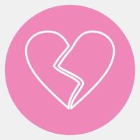 Icon broken heart. Valentine day celebration elements. Icons in pink style. Good for prints, posters, logo, party decoration, greeting card, etc. vector