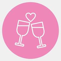 Icon romantic date. Valentine day celebration elements. Icons in pink style. Good for prints, posters, logo, party decoration, greeting card, etc. vector