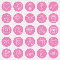 Icon set of valentine day. Valentine day celebration elements. Icons in pink style. Good for prints, posters, logo, party decoration, greeting card, etc. vector