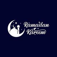 diseño de logotipo de caligrafía ramadan kareem, diseño de logotipo islámico con luna creciente y mezquita vector