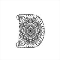 Vector alphabet letter mandala coloring page