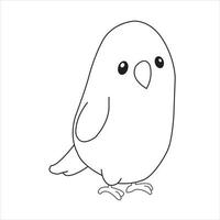 Cute cartoon happy bird coloring page for kids and adult vector