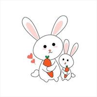 Cute vector bunny outline illustration art