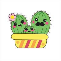 Cute cactus children vector illustration