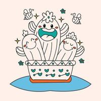 vector hand drawn kawaii coloring page illustration