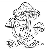 vector el hongo sostiene el capó en el jardín de la ilustración