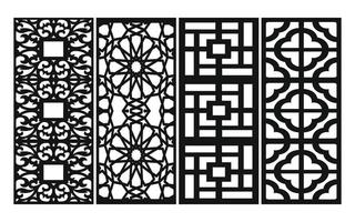 Black patterns with white background, Islamic vectors with floral panels for CNC laser cutting