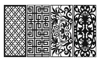 Black patterns with white background, Islamic vectors with floral panels for CNC laser cutting