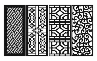 Black patterns with white background, Islamic vectors with floral panels for CNC laser cutting