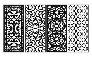 Black patterns with white background, Islamic vectors with floral panels for CNC laser cutting