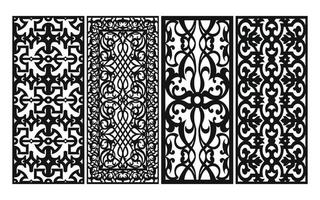 Black patterns with white background, Islamic vectors with floral panels for CNC laser cutting