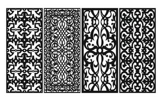 Black patterns with white background, Islamic vectors with floral panels for CNC laser cutting