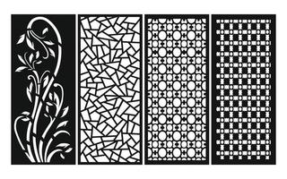 Black patterns with white background, Islamic vectors with floral panels for CNC laser cutting