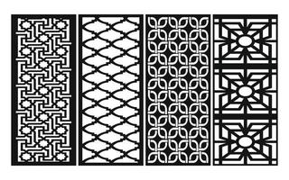 Black patterns with white background, Islamic vectors with floral panels for CNC laser cutting