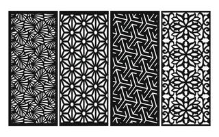 Black patterns with white background, Islamic vectors with floral panels for CNC laser cutting