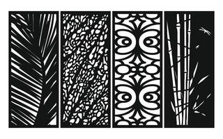 patrones negros con fondo blanco, vectores islámicos con paneles florales para corte láser cnc