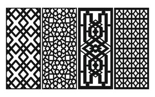 Black patterns with white background, Islamic vectors with floral panels for CNC laser cutting