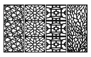 Black patterns with white background, Islamic vectors with floral panels for CNC laser cutting