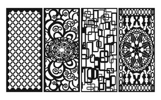 Black patterns with white background, Islamic vectors with floral panels for CNC laser cutting