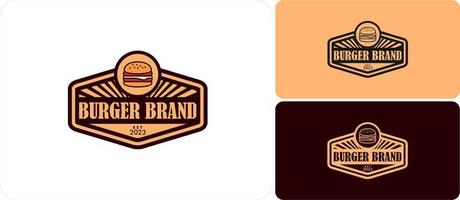 burger logo rounded hexagon badge shape flat design vintage badges, banner, labels and logo for hamburger, burger shop. Simple and minimal design. Vector illustration