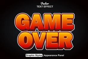 Game over text effect with graphic style and editable. vector