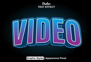 video text effect with graphic style and editable. vector