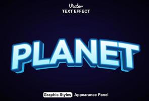 planet text effect with graphic style and editable. vector