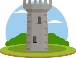 Castle with towers. Defense construction. Medieval European architecture. Home of knight and king. Protection and security. Flat Icon for app and game vector