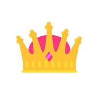 Crown of king icon. Queen golden tiara. Medieval attribute of monarch. Symbol of success and victory, awards. Flat cartoon vector