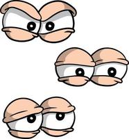 Set funny eye. Comic emotions. The element of a person face. Hand - drawn eyes with eyelids. Tired expression. vector