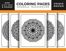 Mandala floral pattern coloring page for adults relaxation, Coloring pages mandala background, Black and white mandala coloring pages, mandala hand drawn outlined line art pattern pro vector