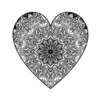 Heart shaped mandala floral pattern for coloring book, heart with floral mandala pattern, hand drawn heart floral mandala doodle, heart mandala coloring page for adult vector