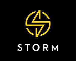 Letter S Lightning Electric Storm Energy Thunder Power Electricity Circle Round Vector Logo Design