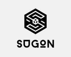Letter S Hexagon Cube Block Box Frame Border Emblem Label Badge Geometric Modern Vector Logo Design