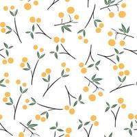 Fabric pattern with orange pattern and orange branches. Seamless pattern of oranges and leaves on white. Fruit vector background.