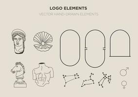 set of boho logo design elements