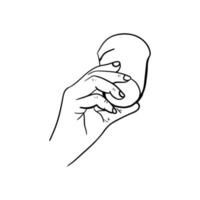 hand holding a cup of coffee icon, hand drawn line art of hand holding a cup of coffee vector