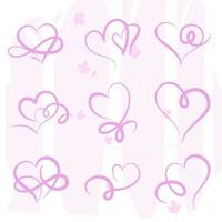 soft Pink heart collection icon, couple love symbol, vector illustration