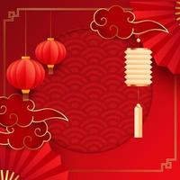 Chinese new year Festivals with full of asian elements on background. vector