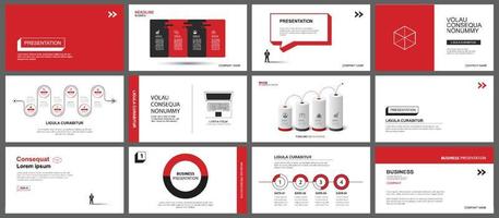 plantilla de presentación y diseño de diapositivas. fondo de diseño moderno geométrico rojo. uso para informe anual de negocios, folleto, marketing, folleto, publicidad, folleto, estilo moderno. vector