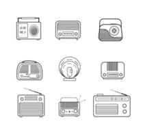 día mundial de la radio. radio de contorneado retro ambientada en un fondo blanco, estilo lineal. estilo vintage. vector