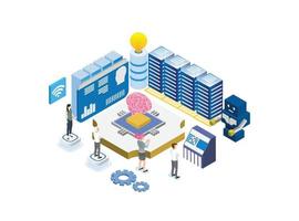 Modern Isometric Machine Learning Illustration, Web Banners, Suitable for Diagrams, Infographics, Book Illustration, Game Asset, And Other Graphic Related Assets vector