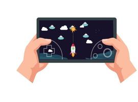 illustration of playing games on a portable console.  Suitable for Diagrams, Infographics, Book Illustration, Game Asset, And Other Graphic Related Assets vector