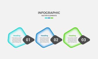 infografía de negocios con plantilla de diseño de elementos de 3 pasos, presentación de infografía vectorial, concepto de negocio de infografía vector