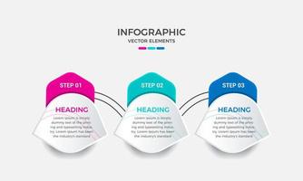 infografía de negocios con plantilla de diseño de elementos de tres pasos, presentación de infografía vectorial, concepto de negocio de infografía vector