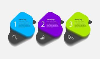 diseño de elementos vectoriales infográficos creativos. se puede utilizar para presentaciones de procesos, diagramas de flujo, gráficos de información. plantilla de diseño infográfico empresarial con 3 o tres pasos, opciones o procesos vector