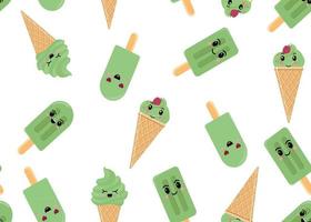 Seamless pattern of ice cream. Vector illustration on a white background