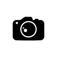 icono de cámara digital, símbolo de cámara minimalista, signo de cámara de fotografía en blanco y negro - vector